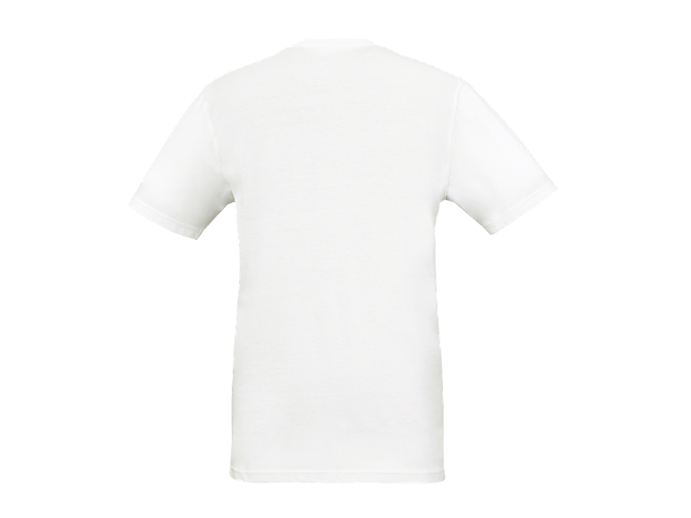 White short-sleeved t-shirt, back view.