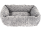 Light grey, fluffy pet bed with an embossed pattern.