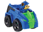 Police dog figure in a blue and green race car.