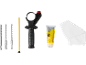 Drill bits, handle, lubricant, and cleaning cloth for tools.