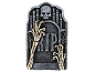 Halloween tombstone with a skull, skeletal hands, and the text „RIP“.