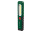 Green LED work light with a red power button and logo