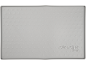 Light gray rectangular silicone mat with an embossed triangular pattern and text.
