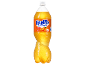 Orange zero sugar soft drink bottle with an orange-flavored label and 4% juice.
