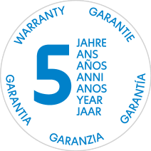 5-year warranty seal.