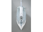 White and light blue steam iron on a grey surface