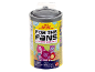 Yellow cylindrical toy packaging for K-Pop Demon Hunters, featuring cartoon animals and text 'FOR THE FANS'.