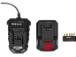 A battery charger, a 2.0Ah battery, and a set of screwdriver bits.