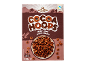 Cocoa cereal box with a bowl full of crunchy hoops.