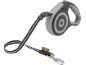 Grey and black retractable dog leash with a heart on the side and a 'Max's World' tag.