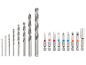 An assortment of metal drill bits and screwdriver bits in various sizes.