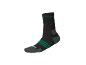 Black sports sock with green and grey details, featuring stripes on the front.