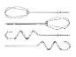 Stainless steel whisks and dough hooks for a hand mixer.