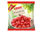 XXL frozen strawberries bag with a bowl of strawberries and preparation instructions.