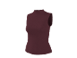 Burgundy high-neck sleeveless top.