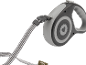 Grey retractable leash with LED light strip and heart motif