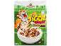 Cereal box with a tiger, 'Tiger Crunch Caramel & Cocoa' text, and a bowl of cereal.