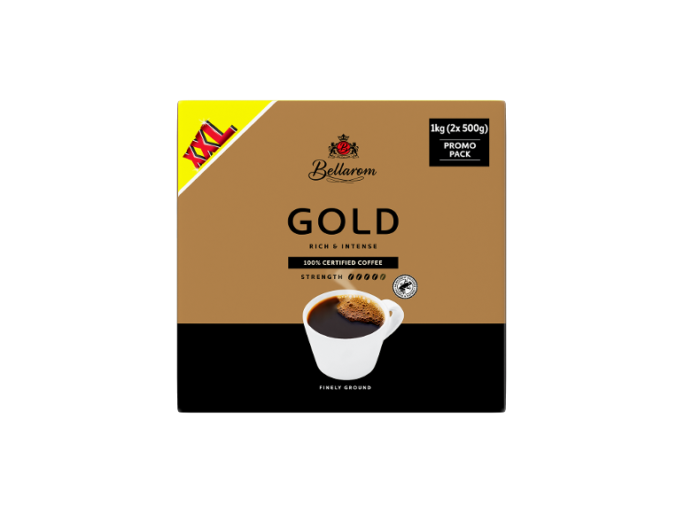 Finely ground, 100% certified coffee, 1kg (2x 500g) promo pack.