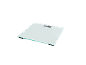Digital bathroom scale with a glass surface, displaying 0.0 kg.