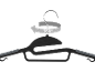 Black clothes hanger with 360° swivel hook