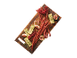 Wooden board with salami sticks, cheese, red currants, and figs.