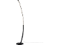 Black LED floor lamp with a curved design and warm white illumination.