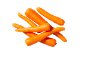 A pile of fresh, orange carrots on a black background.