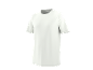 White short-sleeved t-shirt with a round neck.