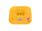 Yellow inflatable baby swim seat with a crab design and 'Swim Safe abc' text.