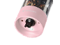 Pink electric pepper grinder with a pepper mix and illumination.
