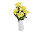 Yellow chrysanthemums in a white vase on a black background