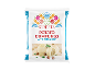 Packaging of potato dumplings with pork and beef, featuring a traditional floral design.