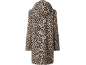 Leopard print women's jacket with hood, back view.