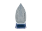 Close-up of an iron's ceramic coated soleplate with steam holes.