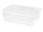 Clear plastic storage box with a lid