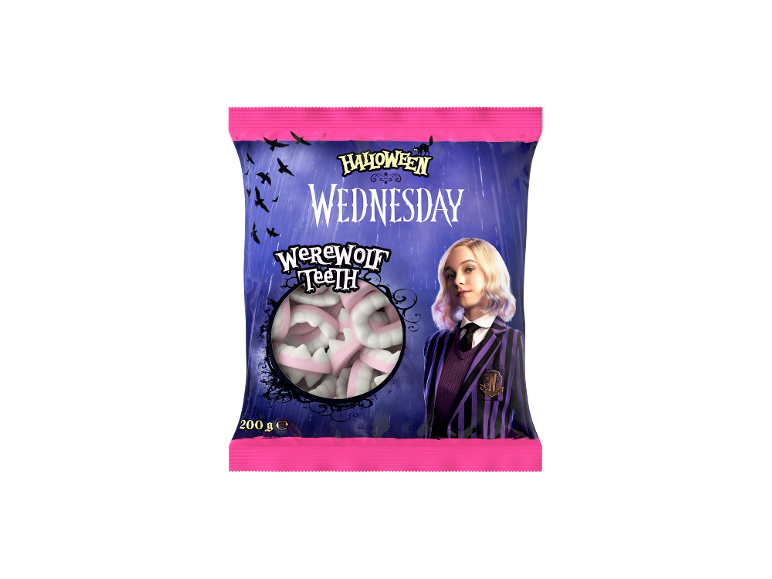 Halloween Wednesday werewolf teeth candy, 200g.