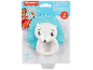 White hedgehog rattle with blue back, for babies 3 months and up.