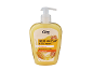 Liquid hand soap with milk and honey, moisturizing, pH-skin neutral.