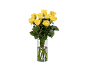 Bouquet of yellow roses in a glass vase.