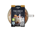 Tiramisu dessert with a „soft & creamy” label, gluten-free, with nutritional information.