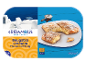 Bougatsa with vanilla flavoured filling, Greek style, with a Santorini background.
