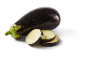 Whole and sliced eggplant with water droplets