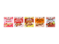 Five muesli bars in various flavors: strawberry and yogurt, chocolate, chocolate and banana, peanut, and sugar-free chocolate.