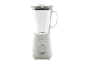 White jug blender with a lid and handle, featuring a control dial on the base.