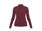Burgundy women's long-sleeved turtleneck with ribbed texture.