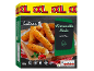 Box of mozzarella sticks with chili dip, featuring cooking instructions and nutritional information.