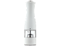 White electric pepper mill with a transparent base and lock/unlock mechanism