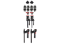 Set of various clamps and accessories, including two large and two medium clamps.