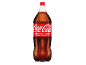 Brown carbonated drink bottle with a red label and a red cap.