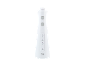 White oral irrigator with power and mode buttons, and indicators for jet, normal, and soft cleaning.